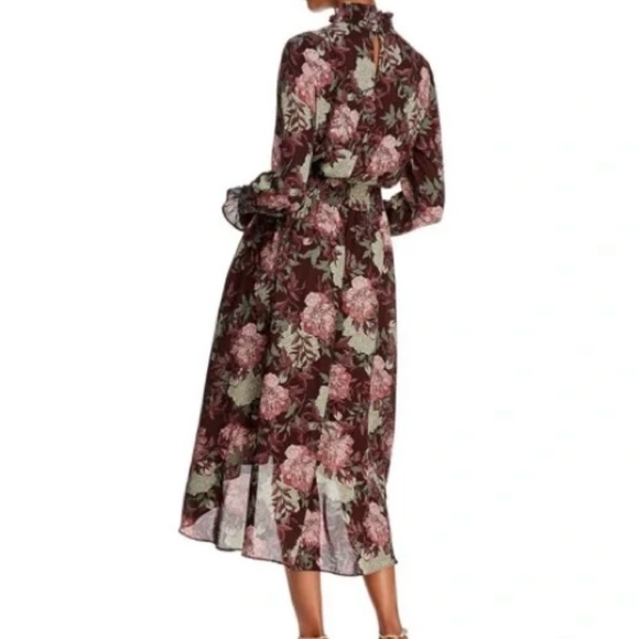 Nanette Lepore Pink Ruffled High-Low Dress with Bishop Sleeves - Picture 2 of 4